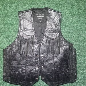 Genuine Buffalo Leather Black Vest